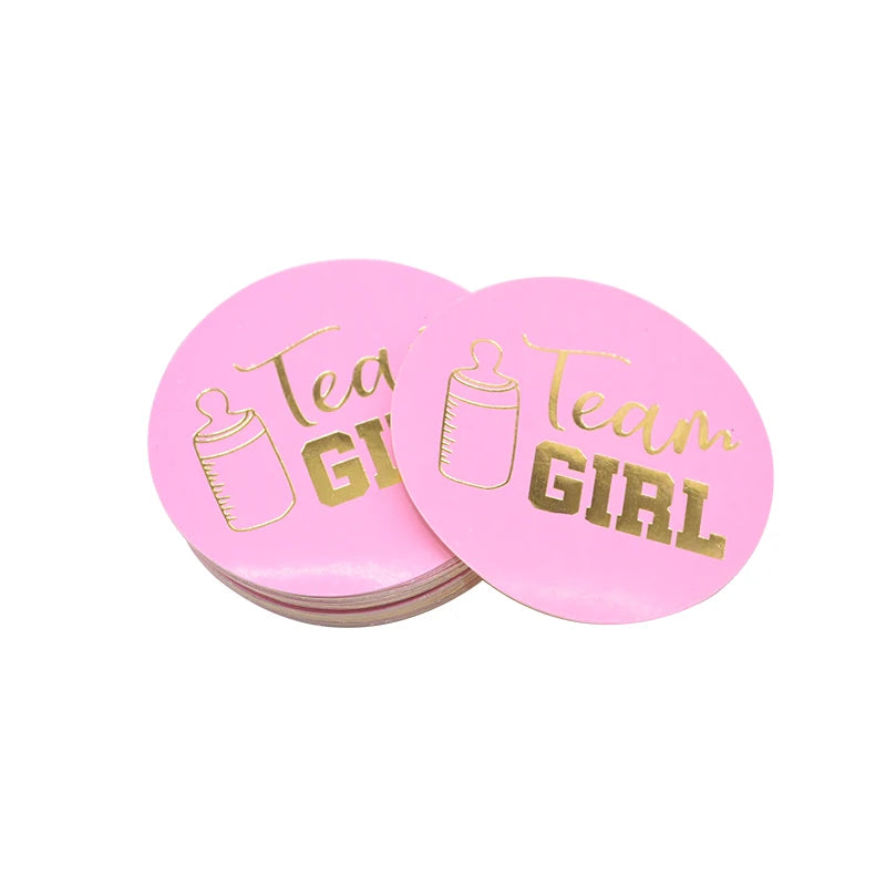 24/48pcs Team Boy Team Girl Stickers Boy or Girl Vote Sticker for Gender Reveal Party Creative Decoration Baby Shower Supplies 6
