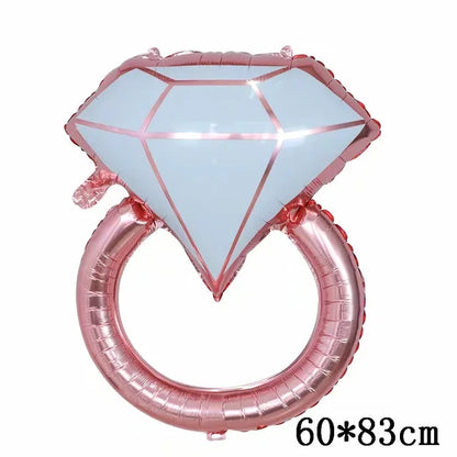 Big Gold Diamond Ring Foil Balloons Rose Gold Bride to Be Balloon Bridal Shower Wedding Engagement Valentine's Day Decoration