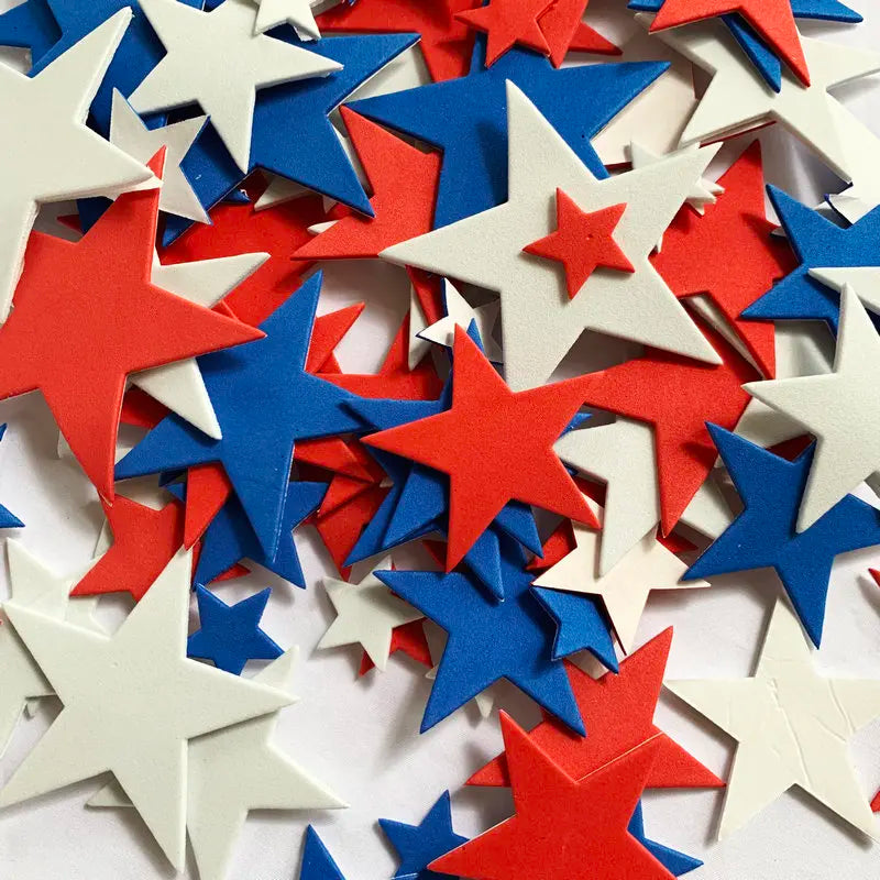 100PCS Star Foam Stickers Set Red Blue White July 4th Independence Day Holiday Craft Supplies for Fourth of July US Celebration