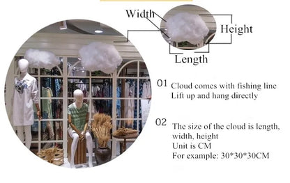 Artificial Cotton Clouds Decoration White 3D Ceiling Interior Cloud Decor Living Room DIY Wedding Party Decoration Props