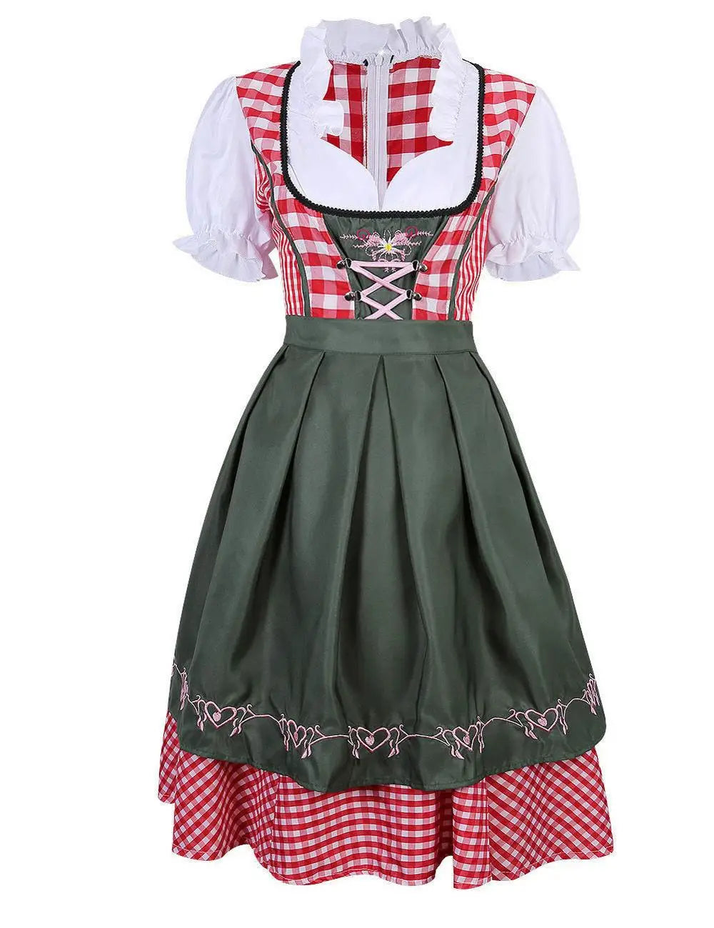 S-4XL Womens German Oktoberfest Beer Girl Costume Bavarian Traditional Beer Dirndl Dress With Apron