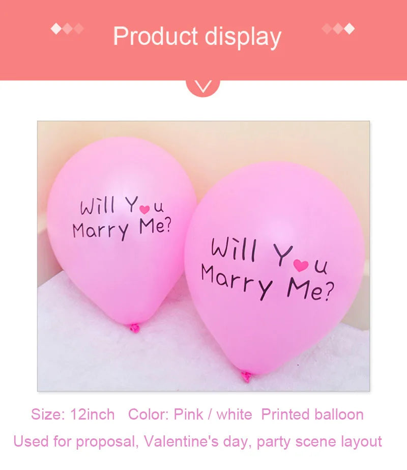 12inch Printed Latex Balloon Will You Marry Me Balloon Decoration Atmosphere Helium Baloon Floating Valentine's Day Proposal Glo