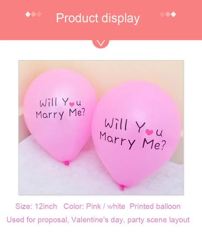 12inch Printed Latex Balloon Will You Marry Me Balloon Decoration Atmosphere Helium Baloon Floating Valentine's Day Proposal Glo