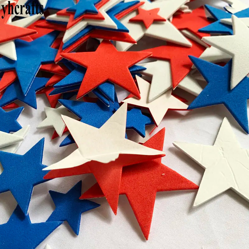 100PCS Star Foam Stickers Set Red Blue White July 4th Independence Day Holiday Craft Supplies for Fourth of July US Celebration