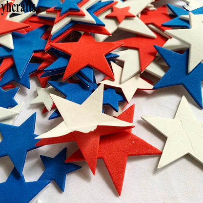 100PCS Star Foam Stickers Set Red Blue White July 4th Independence Day Holiday Craft Supplies for Fourth of July US Celebration