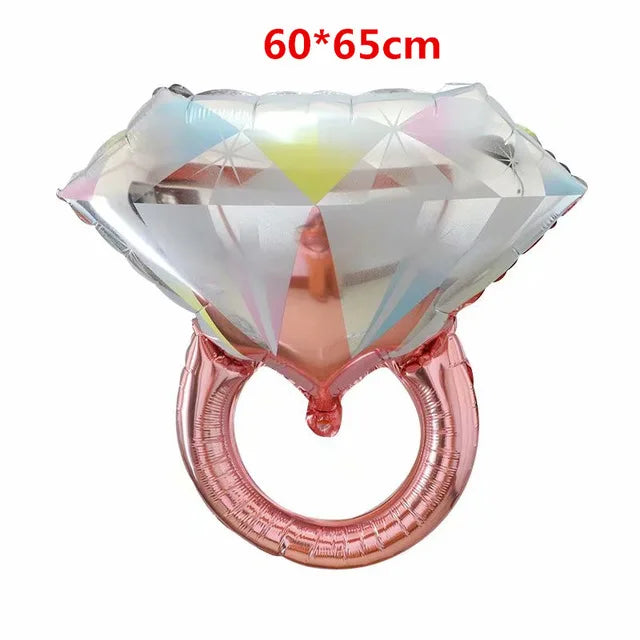 Big Gold Diamond Ring Foil Balloons Rose Gold Bride to Be Balloon Bridal Shower Wedding Engagement Valentine's Day Decoration