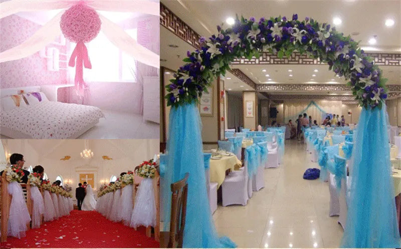 48cm *5*10*15m transparent crystal organza tulle roll fabric for hanging wedding party home decoration new year decoration