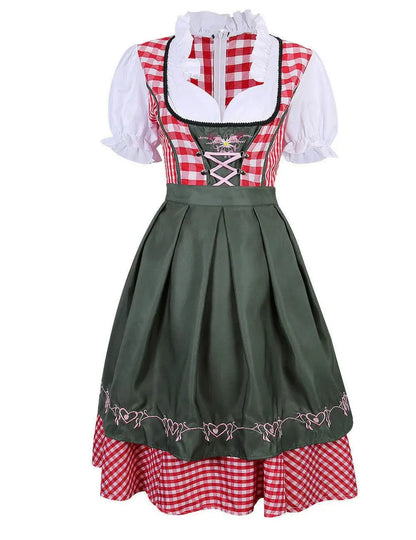 S-4XL Womens German Oktoberfest Beer Girl Costume Bavarian Traditional Beer Dirndl Dress With Apron