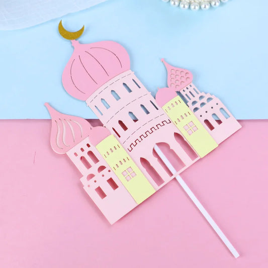 Castle Cake Topper Flags Girls Boys Windmill Prince Happy Birthday Decoration Cupcake Topper For Baby Shower Baking Supplies DIY