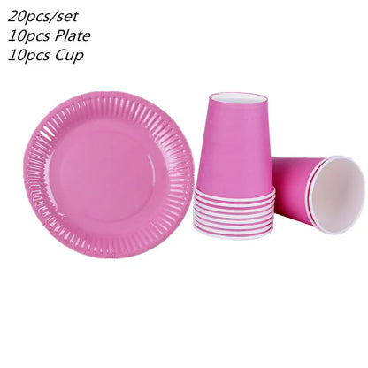 10PCS/LOT Multi-Colored Disk Disposable Plates Cake Paper Pan DIY Decoration for Kids Birthday Party Wedding Tableware Supply