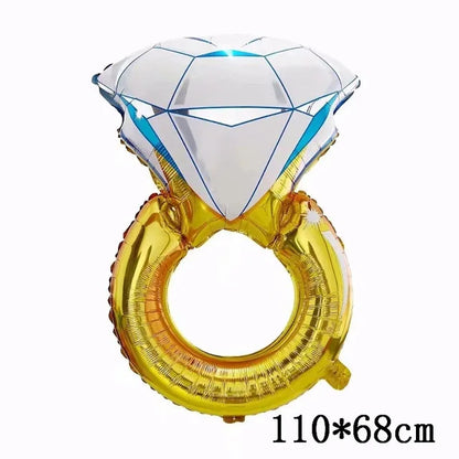 Big Gold Diamond Ring Foil Balloons Rose Gold Bride to Be Balloon Bridal Shower Wedding Engagement Valentine's Day Decoration