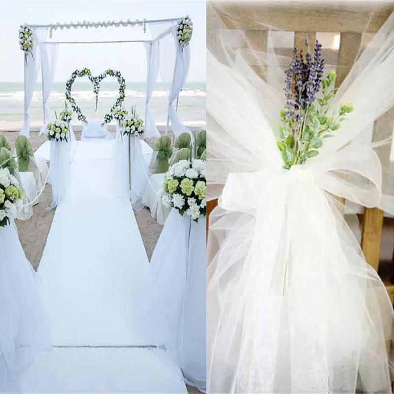 48cm *5*10*15m transparent crystal organza tulle roll fabric for hanging wedding party home decoration new year decoration