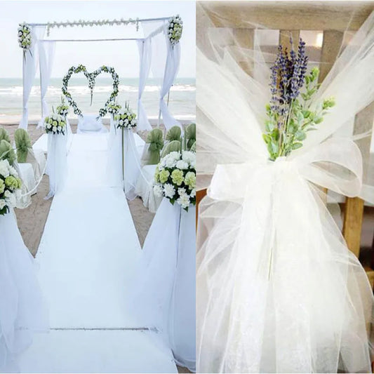 48cm *5*10*15m transparent crystal organza tulle roll fabric for hanging wedding party home decoration new year decoration