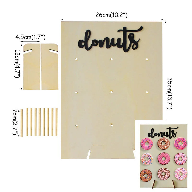 DIY Wooden Donut Wall Rustic Wedding Decoration Table Donut Party Decor Baby Shower Anniversary Birthday Event Party Favor