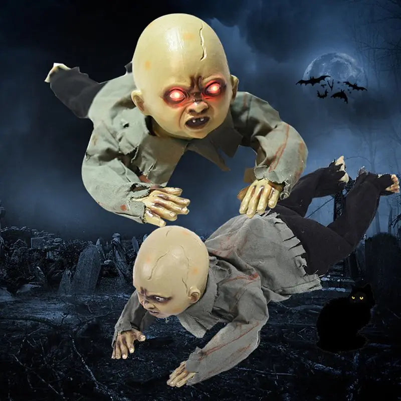 2025 New Animated Crawling Baby Zombie Scary Ghost Babies Doll Haunted Halloween Decor Props Supplies