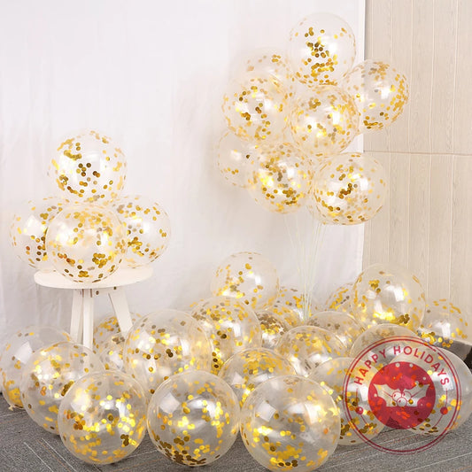 20/50pcs Gold Confetti Latex Balloons Glitter Clear Transparent Helium Balloon Wedding Baby Shower Birthday Party Decorations