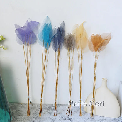 Home Decoration Lucency Leaves Natural Leaf Vein Immortal Artificial Flowers Wedding Table Decoration Wire Stem