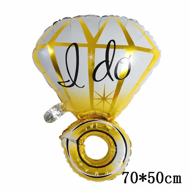 Big Gold Diamond Ring Foil Balloons Rose Gold Bride to Be Balloon Bridal Shower Wedding Engagement Valentine's Day Decoration