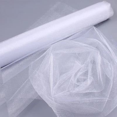 48cm *5*10*15m transparent crystal organza tulle roll fabric for hanging wedding party home decoration new year decoration