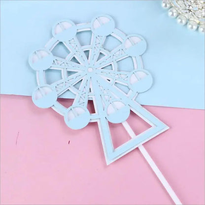 Castle Cake Topper Flags Girls Boys Windmill Prince Happy Birthday Decoration Cupcake Topper For Baby Shower Baking Supplies DIY