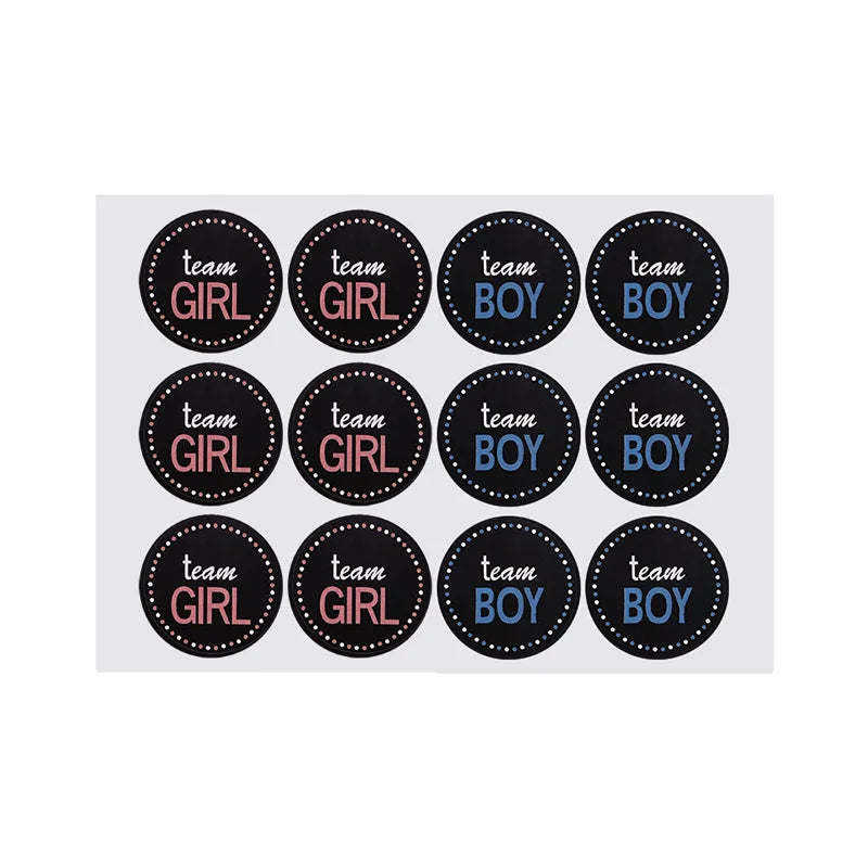 24/48pcs Team Boy Team Girl Stickers Boy or Girl Vote Sticker for Gender Reveal Party Creative Decoration Baby Shower Supplies 6
