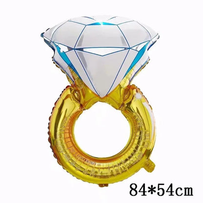 Big Gold Diamond Ring Foil Balloons Rose Gold Bride to Be Balloon Bridal Shower Wedding Engagement Valentine's Day Decoration