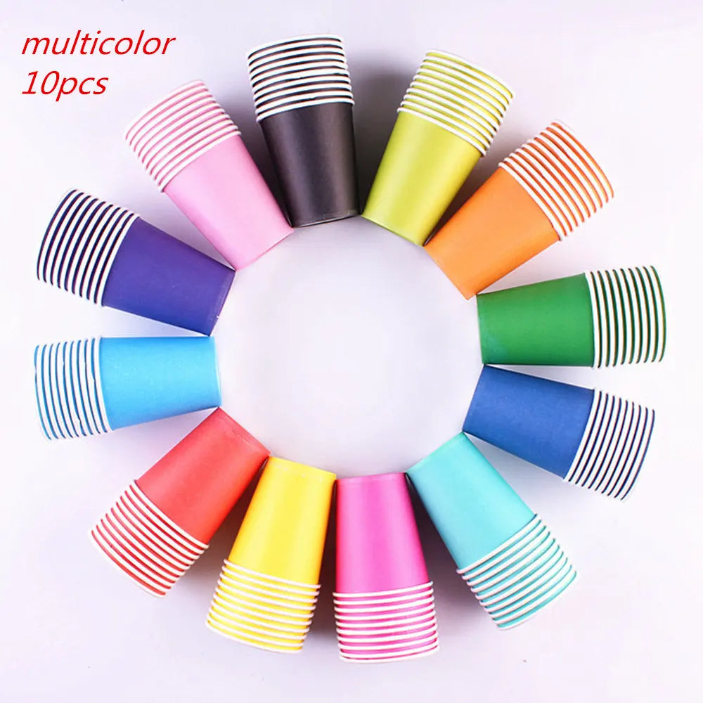 10PCS/LOT Multi-Colored Disk Disposable Plates Cake Paper Pan DIY Decoration for Kids Birthday Party Wedding Tableware Supply