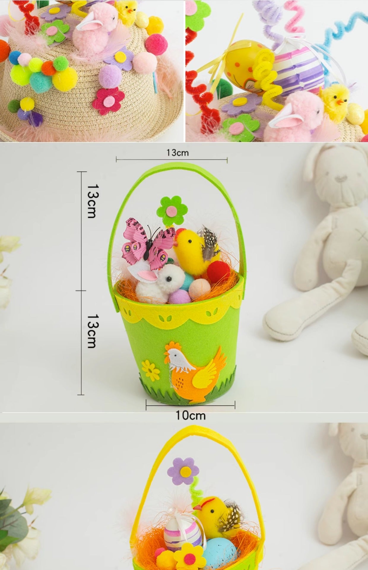 Easter Hat DIY Rabbit Chicken Kindergarten Handmade Material Kit Kids Matching Performance and Catwalk Activity