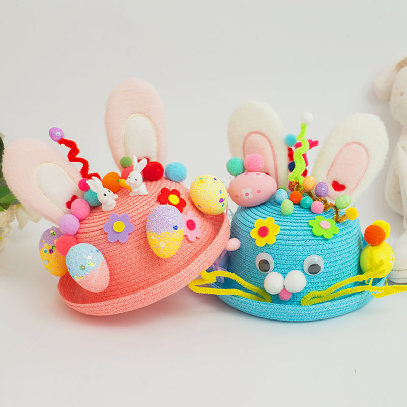 Easter Hat DIY Rabbit Chicken Kindergarten Handmade Material Kit Kids Matching Performance and Catwalk Activity