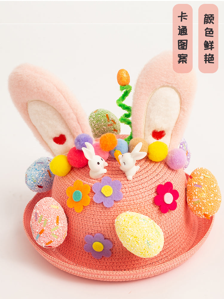 Easter Hat DIY Rabbit Chicken Kindergarten Handmade Material Kit Kids Matching Performance and Catwalk Activity