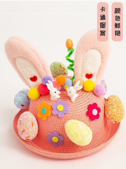 Easter Hat DIY Rabbit Chicken Kindergarten Handmade Material Kit Kids Matching Performance and Catwalk Activity