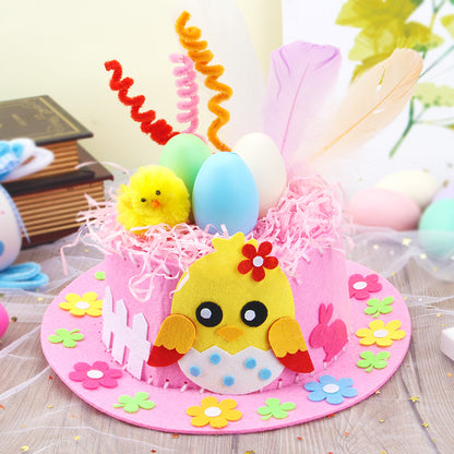 Easter Hat DIY Rabbit Chicken Kindergarten Handmade Material Kit Kids Matching Performance and Catwalk Activity