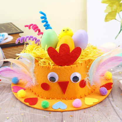 Easter Hat DIY Rabbit Chicken Kindergarten Handmade Material Kit Kids Matching Performance and Catwalk Activity