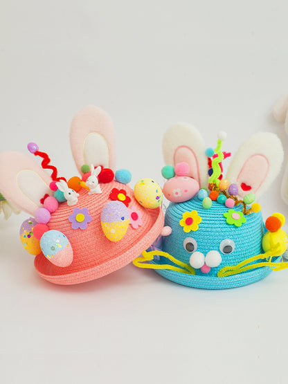 Easter Hat DIY Rabbit Chicken Kindergarten Handmade Material Kit Kids Matching Performance and Catwalk Activity