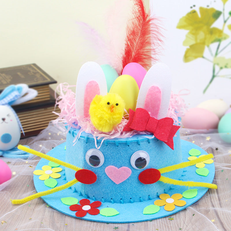 Easter Hat DIY Rabbit Chicken Kindergarten Handmade Material Kit Kids Matching Performance and Catwalk Activity