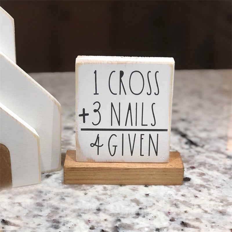 Cross-Border Wooden Easter Crafts Wooden Ornament Table Decorations Church Tray Decoration Creative