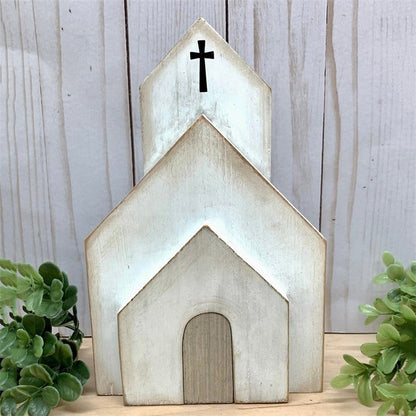 Cross-Border Wooden Easter Crafts Wooden Ornament Table Decorations Church Tray Decoration Creative