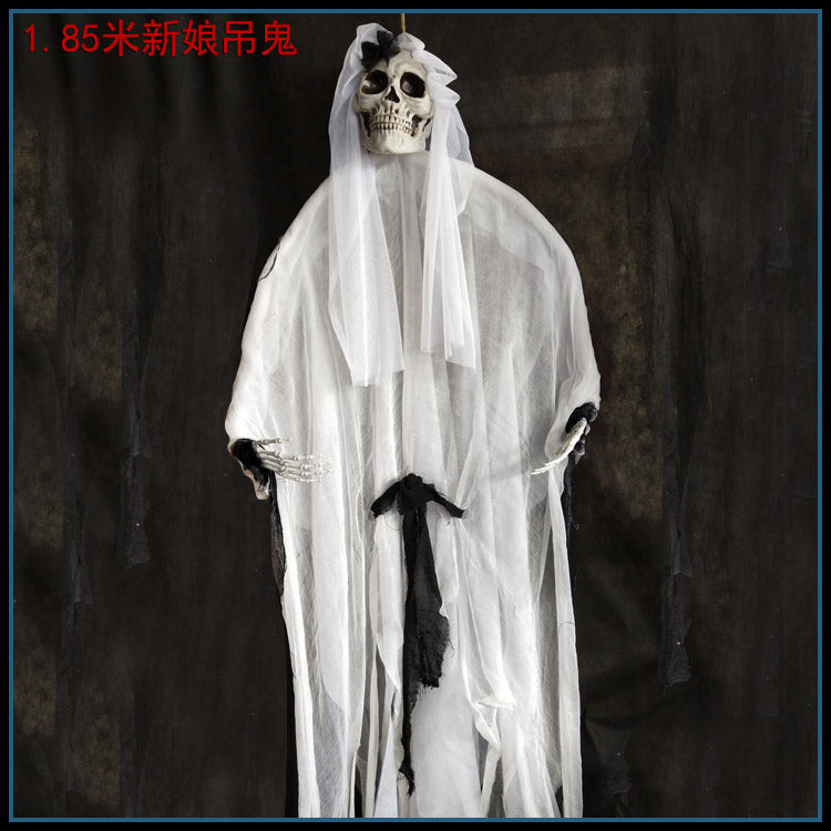 New Voice-Controlled Skull Hanging Ghost Halloween Haunted House Secret Room Props Bar KTV Set Decoration Pendant Horror