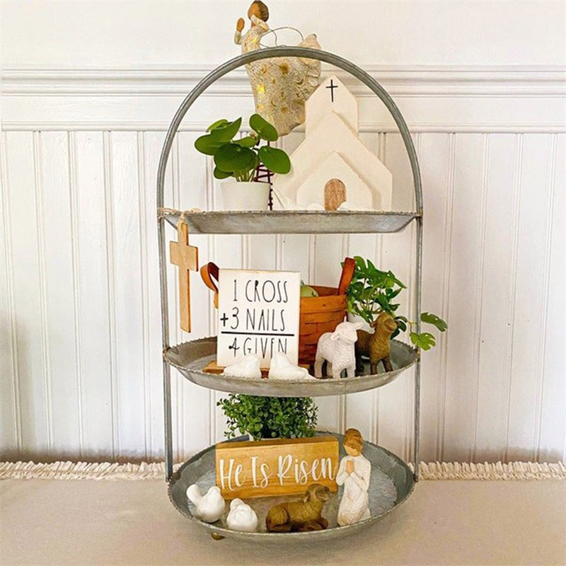 Cross-Border Wooden Easter Crafts Wooden Ornament Table Decorations Church Tray Decoration Creative