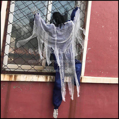 New Voice-Controlled Skull Hanging Ghost Halloween Haunted House Secret Room Props Bar KTV Set Decoration Pendant Horror