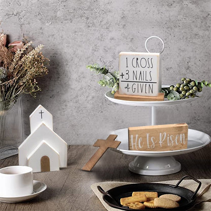 Cross-Border Wooden Easter Crafts Wooden Ornament Table Decorations Church Tray Decoration Creative