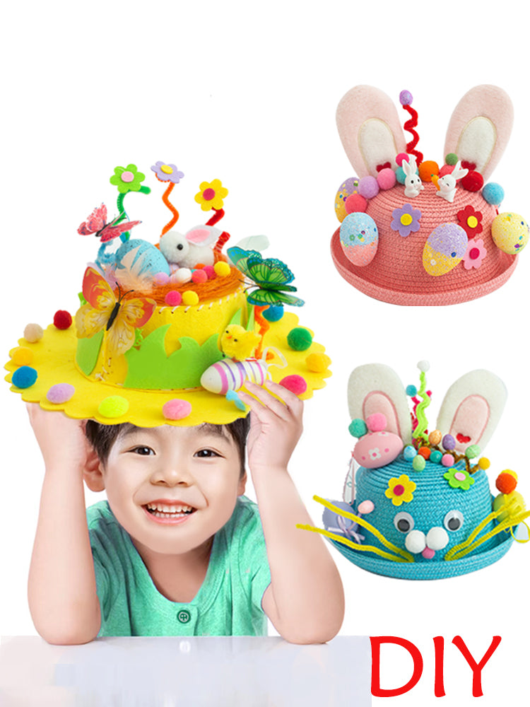 Easter Hat DIY Rabbit Chicken Kindergarten Handmade Material Kit Kids Matching Performance and Catwalk Activity
