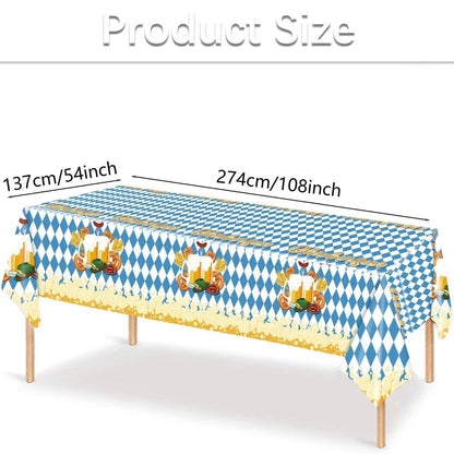 Oktoberfest Table Cloth Pennant Decorations Diamond Table Cover Banners Bavarian Beer Festival Indoor Outdoor Party Decorations