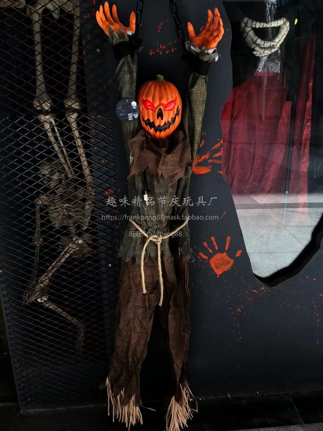 New Voice-Controlled Skull Hanging Ghost Halloween Haunted House Secret Room Props Bar KTV Set Decoration Pendant Horror