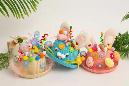 Easter Hat DIY Rabbit Chicken Kindergarten Handmade Material Kit Kids Matching Performance and Catwalk Activity