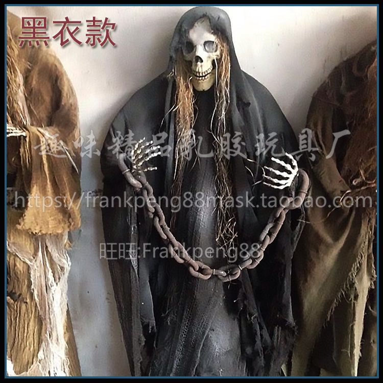 New Voice-Controlled Skull Hanging Ghost Halloween Haunted House Secret Room Props Bar KTV Set Decoration Pendant Horror