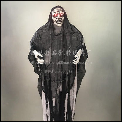 New Voice-Controlled Skull Hanging Ghost Halloween Haunted House Secret Room Props Bar KTV Set Decoration Pendant Horror