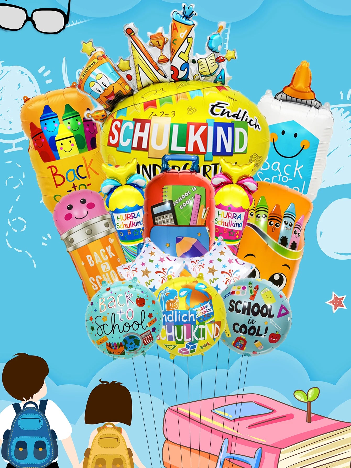 2026 Back To School Foil Balloons Set School Opening Day Decoration Back to School Campus Classroom Decoration