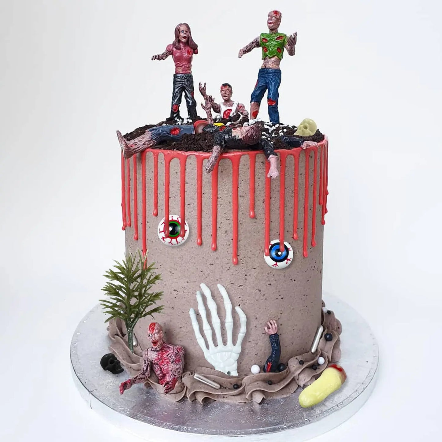 17 PCS Zombie Cake Decoration Zombie Cake Toppers Zombie Figure Themed Party Decorations for Birthday Halloween Party Cake Decor