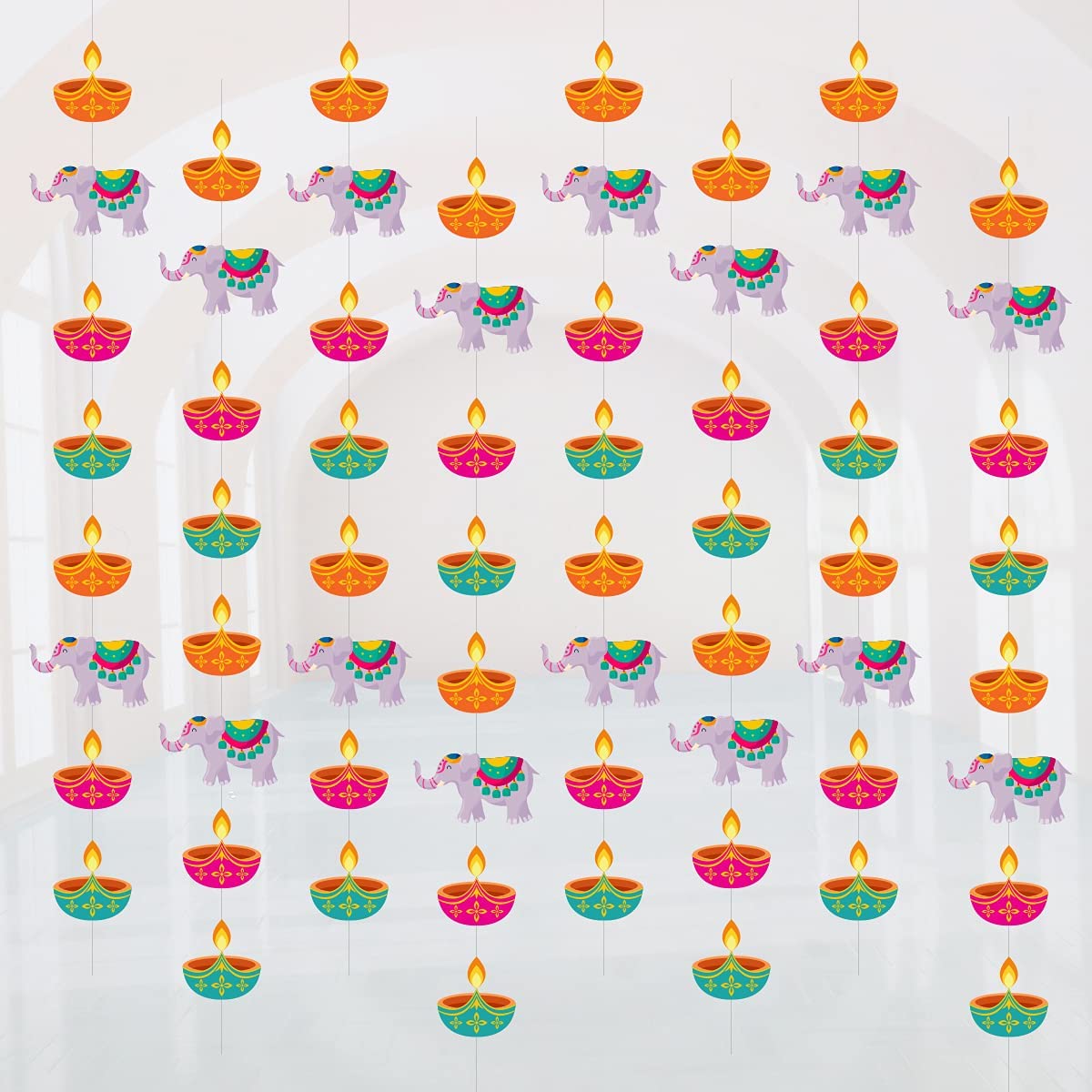 Happy Diwali Festival Hanging Flower wreath Lighting Decoration Door Curtain Flowing Light Indoor and Outdoor Hanging Decoration